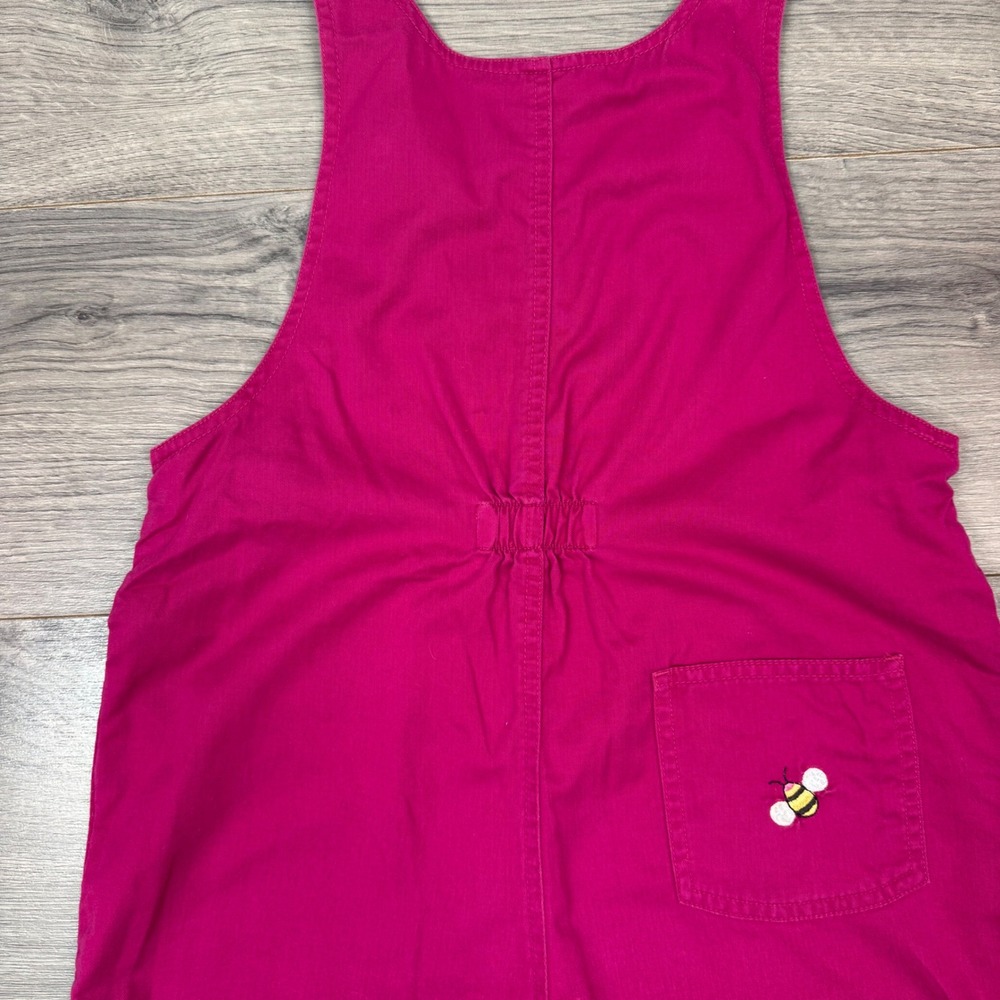 Vintage Talbots Kids Magenta Floral Bee Embroidered Cotton Overalls Romper 8 - Picture 7 of 9